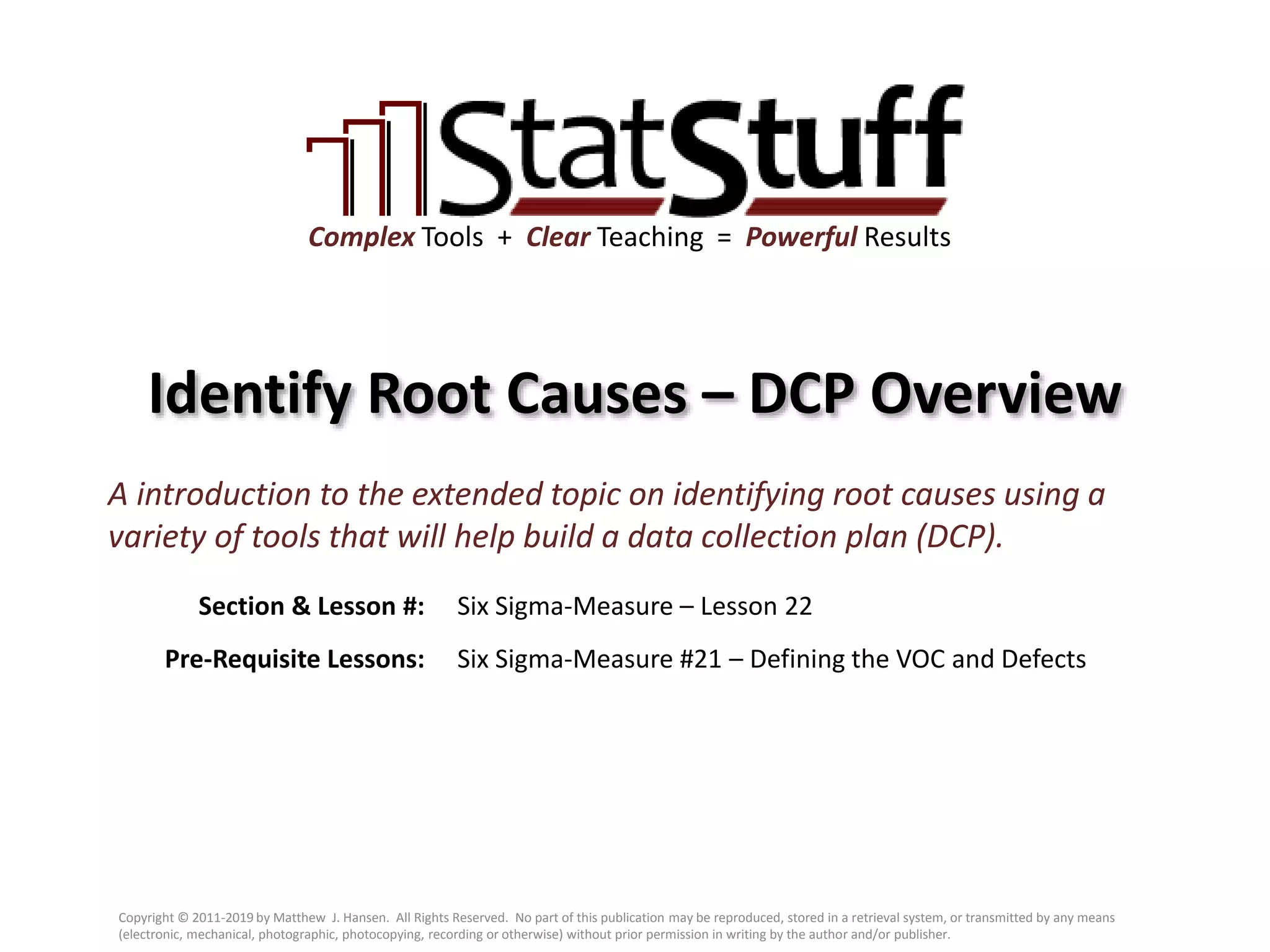 Identify Root Causes – DCP Overview