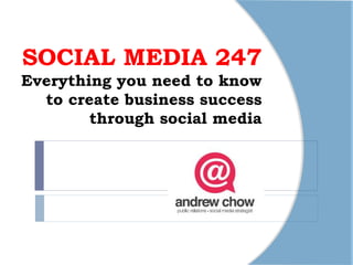 SOCIAL MEDIA 247
Everything you need to know
  to create business success
        through social media
 