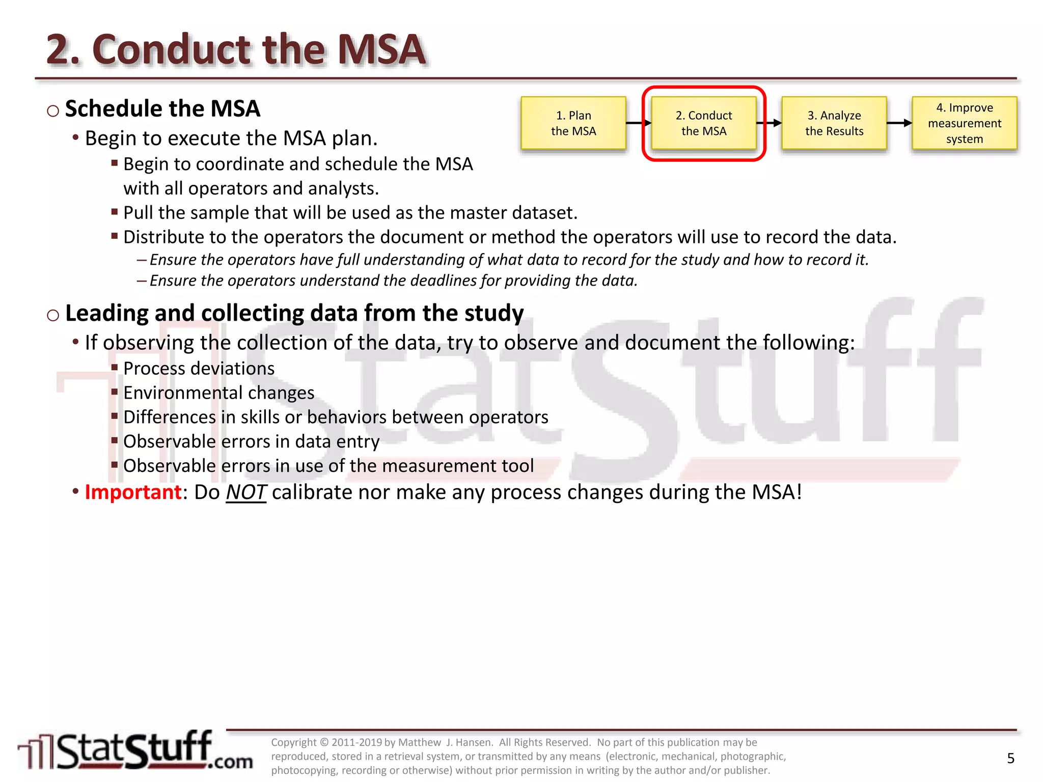 MSA – Planning & Conducting the MSA