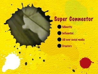 Super Connector
Minority
Influential
All over social media
Creators

 