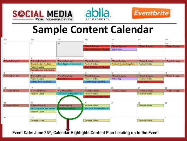 sample calendar of events