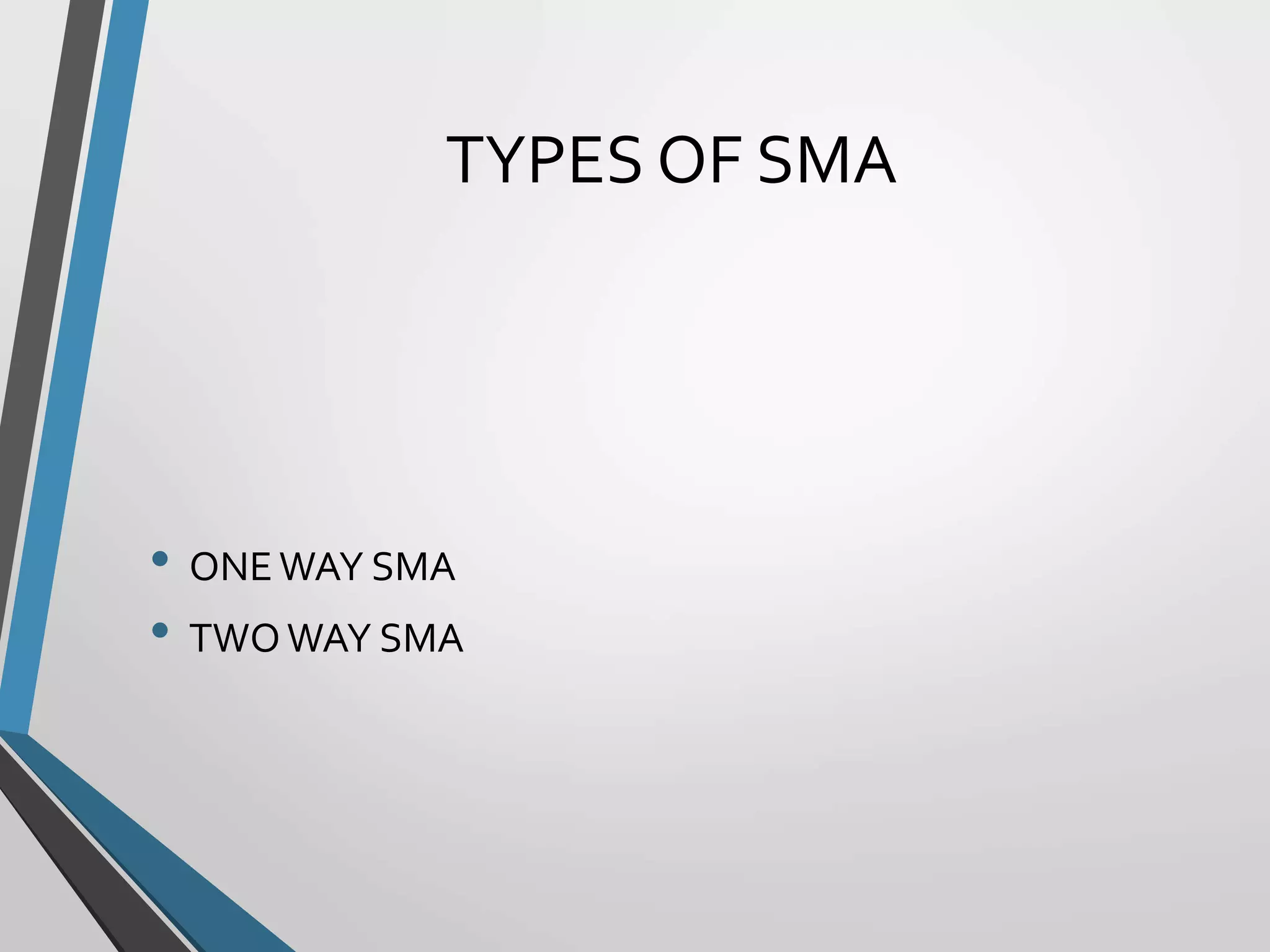 TYPES OF SMA
• ONEWAY SMA
• TWOWAY SMA