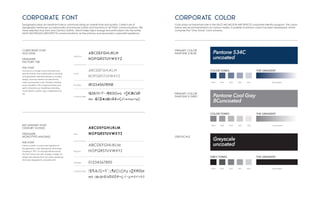 MEDIUM
Bold
LIGHT
Regular
FIGURES
FIGURES
CHARACTERS
CHARACTERS
Typography plays an important role in communicating an overall tone and quality. Careful use of
typography reinforces our personality and ensures clarity and harmony in all TAMZ communications. We
have selected Ace Sans and Century Gothic, which helps inject energy and enthusiasm into the entire
SALTZ MICHELSON ARCHITECTS communications, as the primary and secondary corporate typefaces.
Color plays an important role in the SALTZ MICHELSON ARCHITECTS corporate identity program. The colors
below are recommendations for various media. A palette of primary colors has been developed, which
comprise the “One Voice” color scheme.
CORPORATE FONT CORPORATE COLOR
ABCDEFGHIJKLM
NOPQRSTUVWXYZ
ABCDEFGHIJKLM
NOPQRSTUVWXYZ
ABCDEFGHIJKLM
NOPQRSTUVWXYZ
ABCDEFGHIJKLM
NOPQRSTUVWXYZ
01234567890
01234567890
!$%&/()=?`;:¡¶¢[]|{}≠¿ «∑€®Ωø
π± æœ@∆©∂å¥≈ç√~µ∞≤<>≥◊
!$%&/()=?`;:¡¶¢[]|{}≠¿ «∑€®Ωø
π± æœ@∆©∂å¥≈ç√~µ∞≤<>≥◊
CORPORATE FONT
ACE SANS
DESIGNER:
FACTORY 738
THE FONT
Ace Sans is a modern and minimalist sans
serif font family. The combination of minimal
and geometric elements renders a modern
design. Ace Sans family includes 8 fonts,
clean and modern caps, thereby creating
more variability. This is irreproachable sans
serif to diversify your headlines, branding
visual identity, poster, logo, magazines and
etc.
SECONDARY FONT
CENTURY GOTHIC
DESIGNER:
MONOTYPE IMAGING
THE FONT
Century Gothic is a sans-serif typeface in
the geometric style, released by Monotype
Imaging in 1991. It is strongly influenced by
the font Futura, but with a larger x-height. Its
design also derives from two other typefaces
that were designed to compete with
PRIMARY COLOR
PANTONE X BLUE
100 % 60 % Blue Gradient
80 % 40 % 20 %
THE GRADIENT
COLOR TONES
Pantone 534C
uncoated
Pantone Cool Gray
8Cuncoated
Greyscale
uncoated
PRIMARY COLOR
PANTONE X GREY
GREYSCALE
100 %
100 %
60 %
60 %
Grey Gradient
Grey Gradient
80 %
80 %
40 %
40 %
20 %
20 %
THE GRADIENT
THE GRADIENT
COLOR TONES
GREY TONES
 