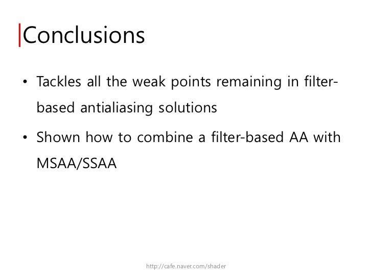 Smaa : enhanced morphological anti-aliasing
