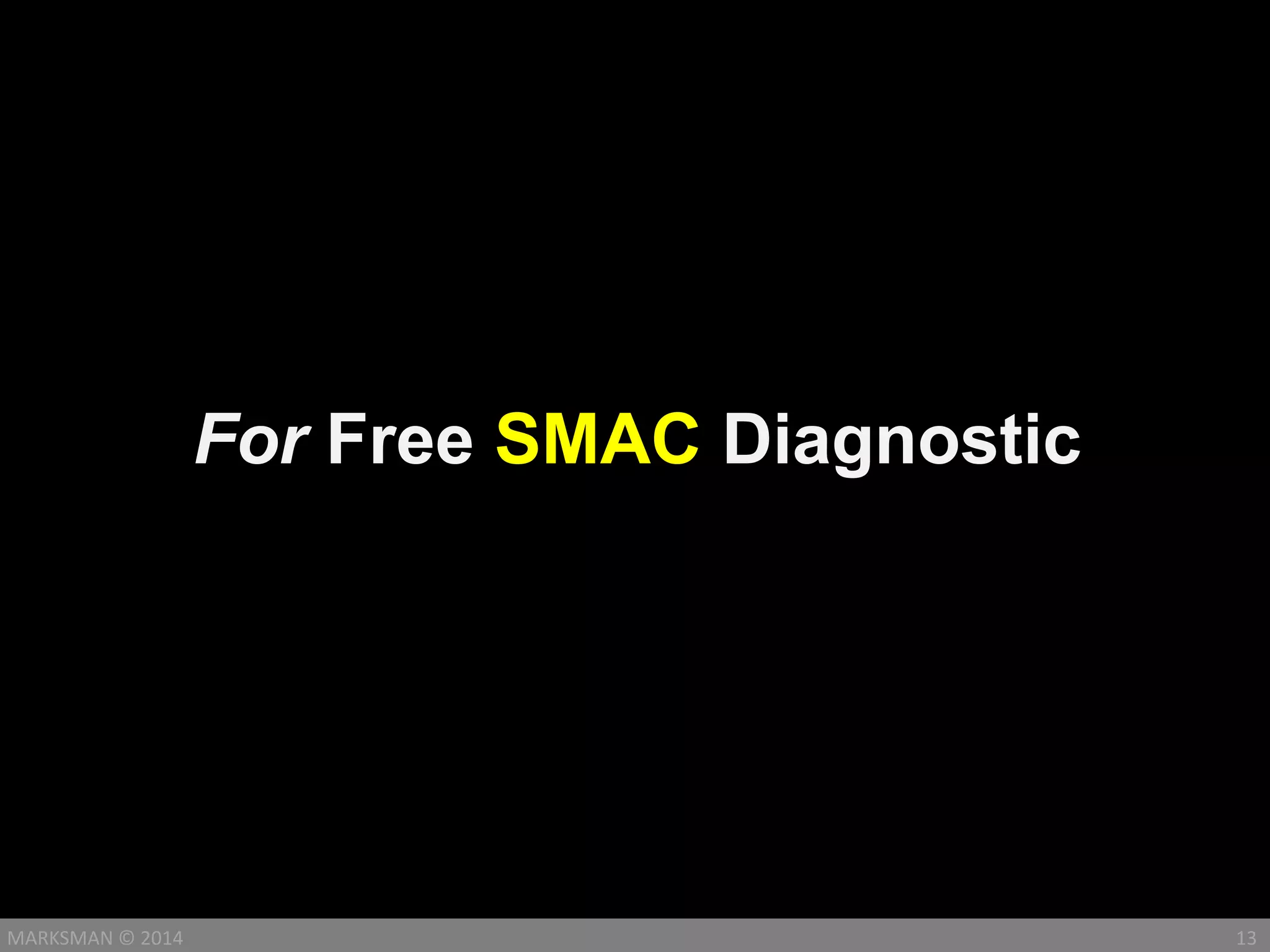 13MARKSMAN © 2014
For Free SMAC Diagnostic
 