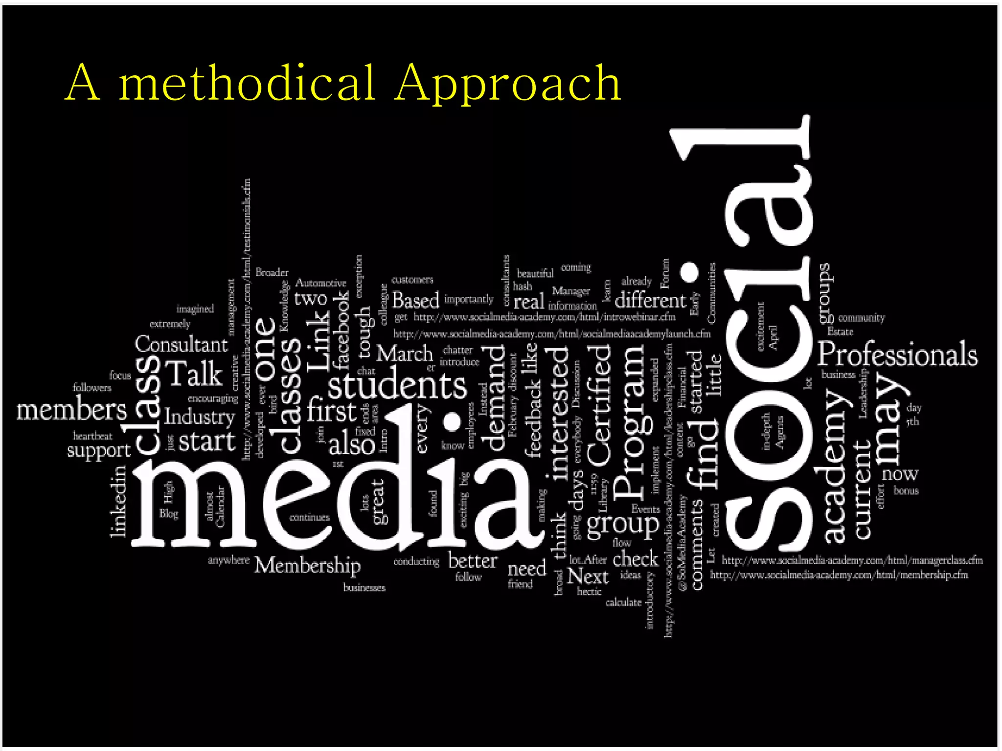 #SMACAD




         A methodical Approach




© Copyright Social Media Academy 2009-2011   8   Copying or distribution is prohibited
 