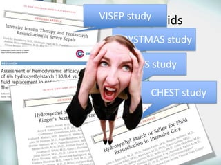 DRUG Colloids vs CrystalloidsVISEP study
CRYSTMAS study
6S study
CHEST study
 