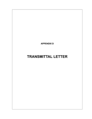 APPENDIX D
TRANSMITTAL LETTER
 