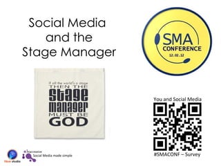 Social Media  and the Stage Manager You and Social Media #SMACONF – Survey  