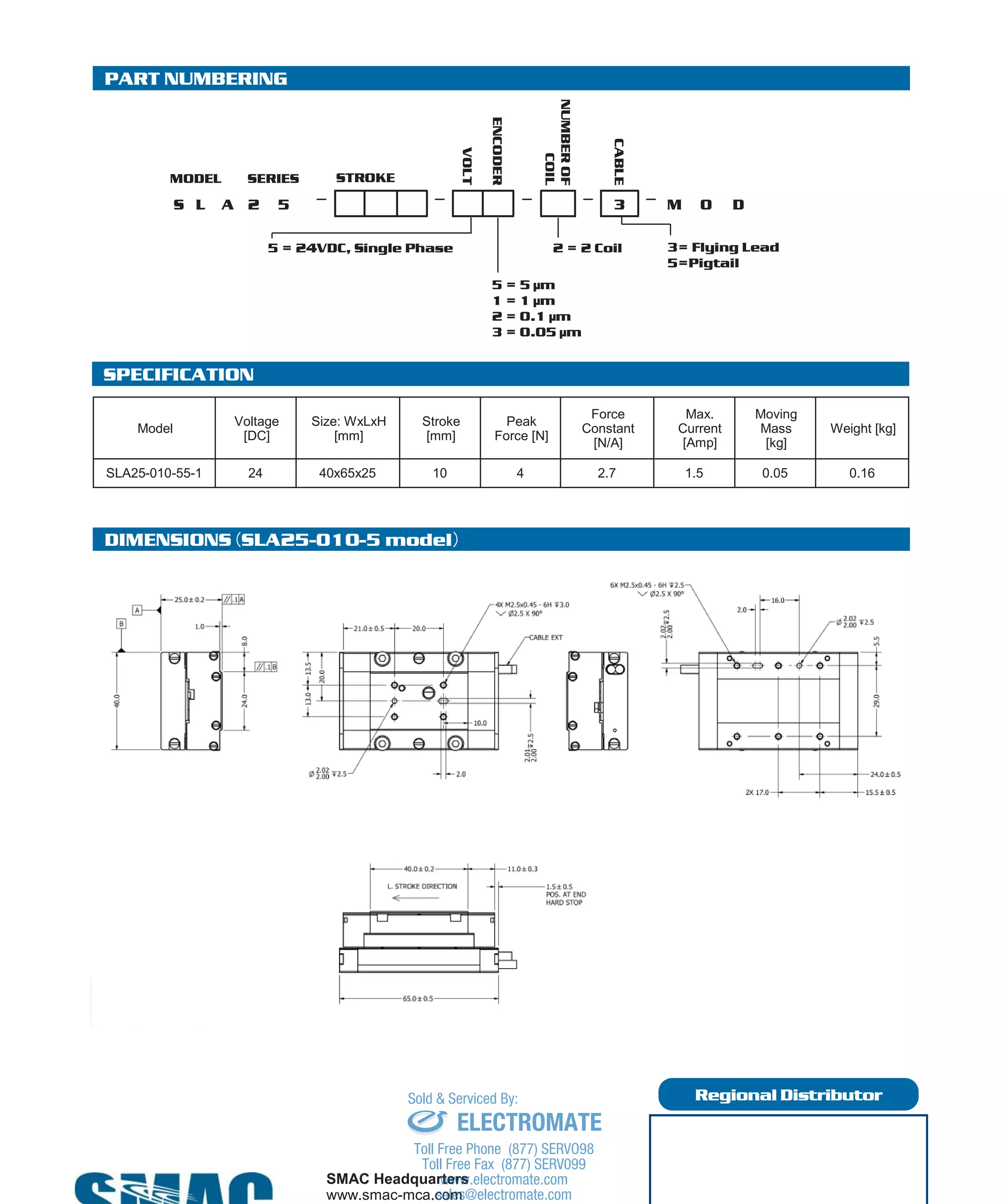 SMAC SLA25 Series Linear Slide Actuator | PDF