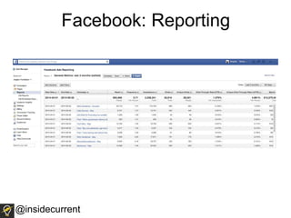 Facebook: Reporting
@insidecurrent
 