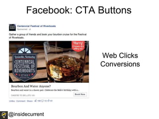 Facebook: CTA Buttons
@insidecurrent
Web Clicks
Conversions
 