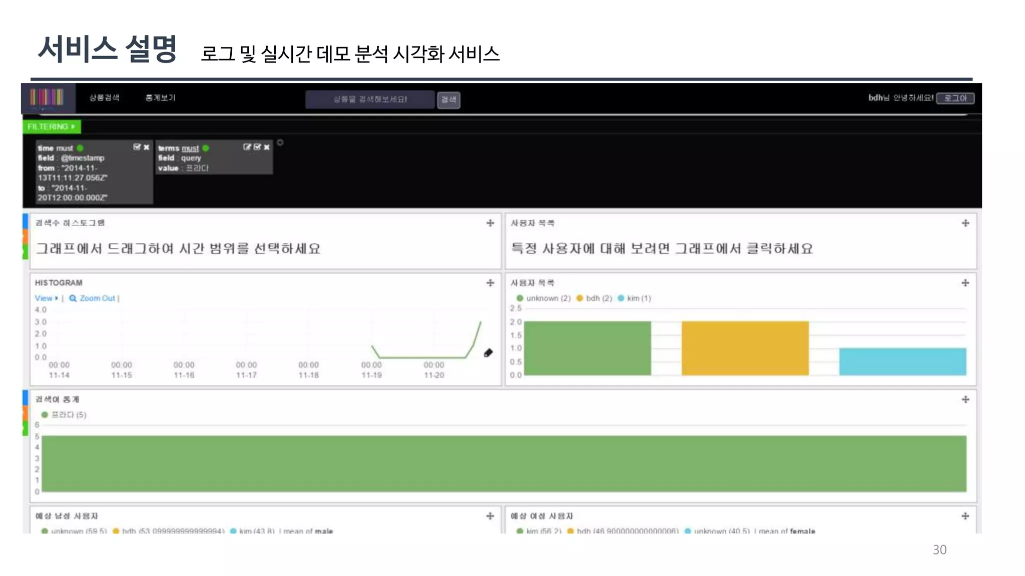 30 
로그 및 실시간 데모 분석 시각화 서비스 
검색어 클릭 
 