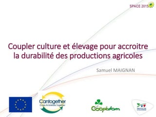 Coupler culture et élevage pour accroitre
la durabilité des productions agricoles
Samuel MAIGNAN
 