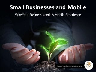 Small Businesses and Mobile
Why Your Business Needs A Mobile Experience
www.metasenseusa.com
 