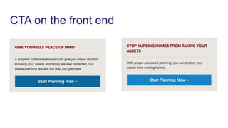 CTA on the front end
 