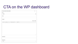 CTA on the WP dashboard
 