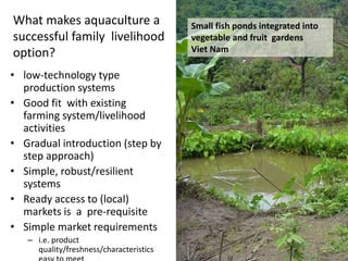 Small scale aquaculture: diversifying livelihoods and adding value to ...