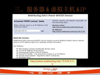 三、服务器 & 虚拟主机 &IP http://whois.webhosting.info/ 查询域名历史 
