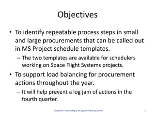 MS Project 2010 schedule template for large NASA procurements $10-450 ...