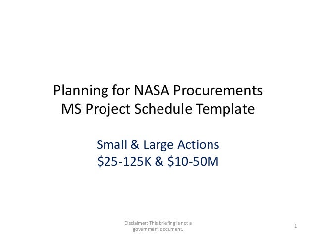 ms project 2010 schedule template for large nasa procurements 10 450