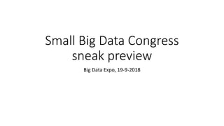 Small Big Data Congress
sneak preview
Big Data Expo, 19-9-2018
 