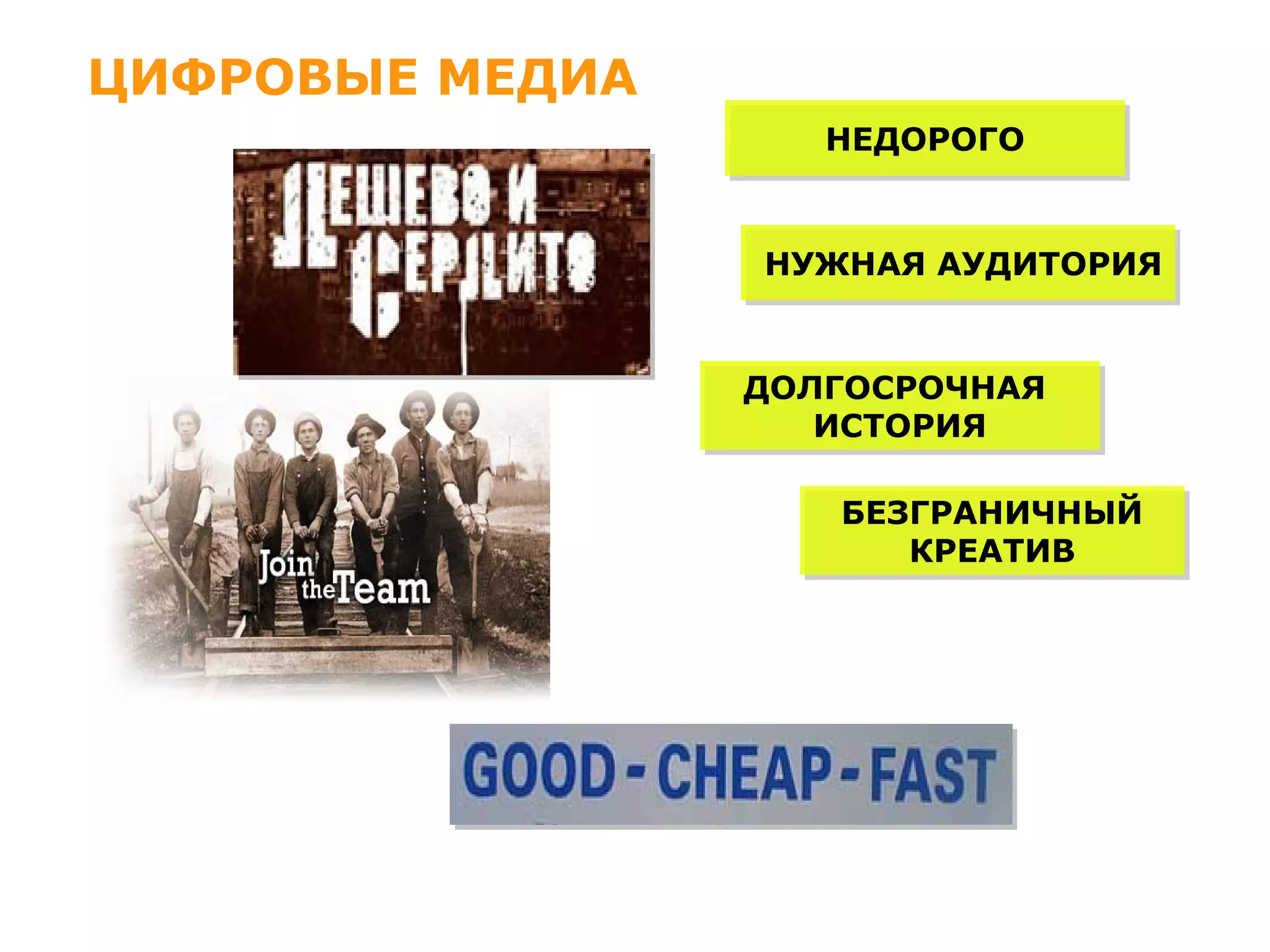 НЕДОРОГО НУЖНАЯ АУДИТОРИЯ БЕЗГРАНИЧНЫЙ КРЕАТИВ ДОЛГОСРОЧНАЯ  ИСТОРИЯ ЦИФРОВЫЕ МЕДИА 