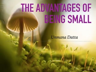 THE ADVANTAGES OF
BEING SMALL
Unmana Datta
 