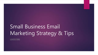 Small Business Email
Marketing Strategy & Tips
LEADSCRIBE
 