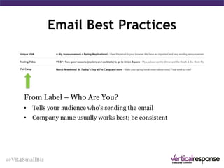 @VR4SmallBiz
How to stand out
in an overcrowded
inbox?
Standing Out in the Inbox
“I get 100 emails a day. Why
should I open yours?”
 
