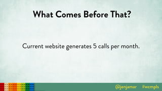 What Comes Before That?
 
Current website generates 5 calls per month.
 