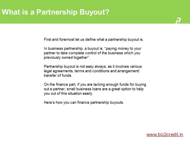 How To Calculate A Buyout Of A Business Partner Partnership Buyout Using Small Business Loan in India