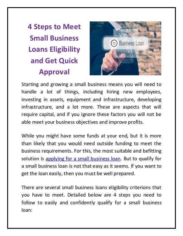 4 Steps To Meet Small Business Loans Eligibility And Get Quick Approv