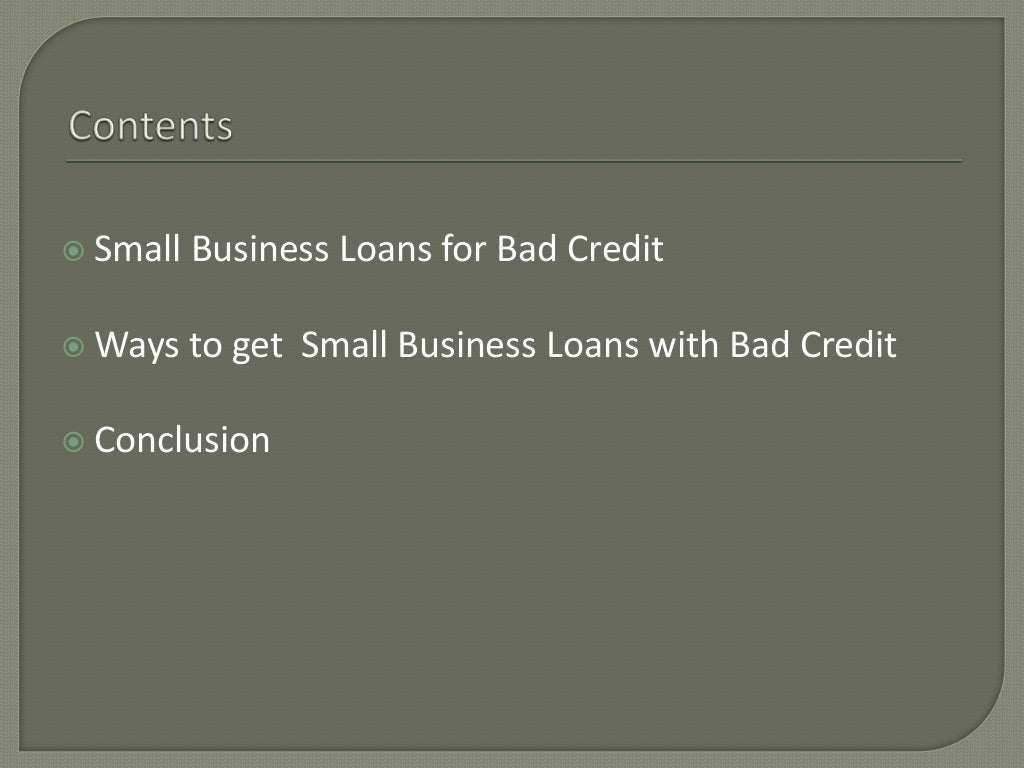 Small business loans for bad credit