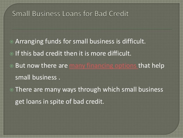 Small business loans for bad credit