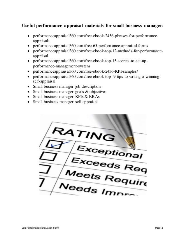 small business manager job description