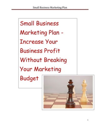 Small Business Marketing Plan




Small Business
Marketing Plan -
Increase Your
Business Profit
Without Breaking
Your Marketing
Budget




                                    1
 