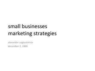 small business  marketing strategies alexander  zagoumenov december 2, 2009 