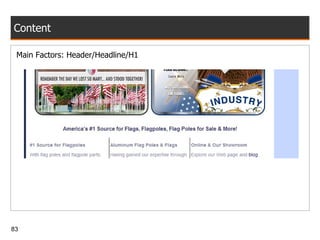 Content Main Factors: Header/Headline/H1 