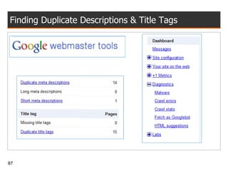 Finding Duplicate Descriptions & Title Tags 