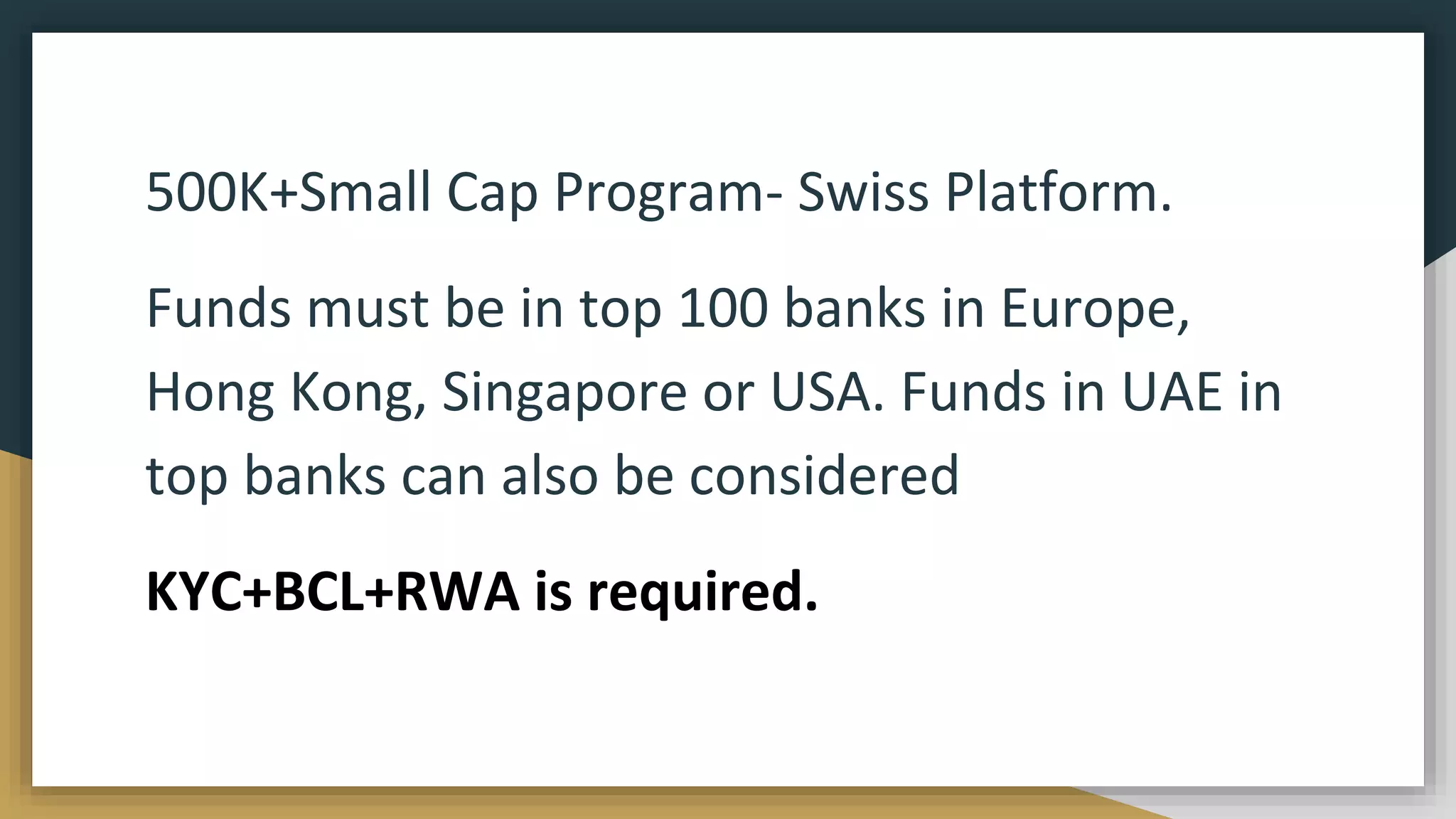 Small cap ppp starting at 500 k euro usd. internal admin hold no swift  required | PPTX