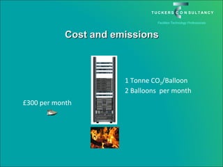 Cost and emissions £300 per month 1 Tonne CO 2 /Balloon 2 Balloons  per month 