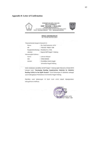 63

Appendix 8: Letter of Confirmation

 