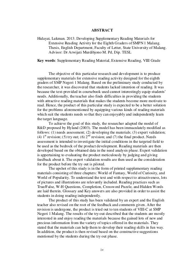 Developing Supplementary Reading Mterials