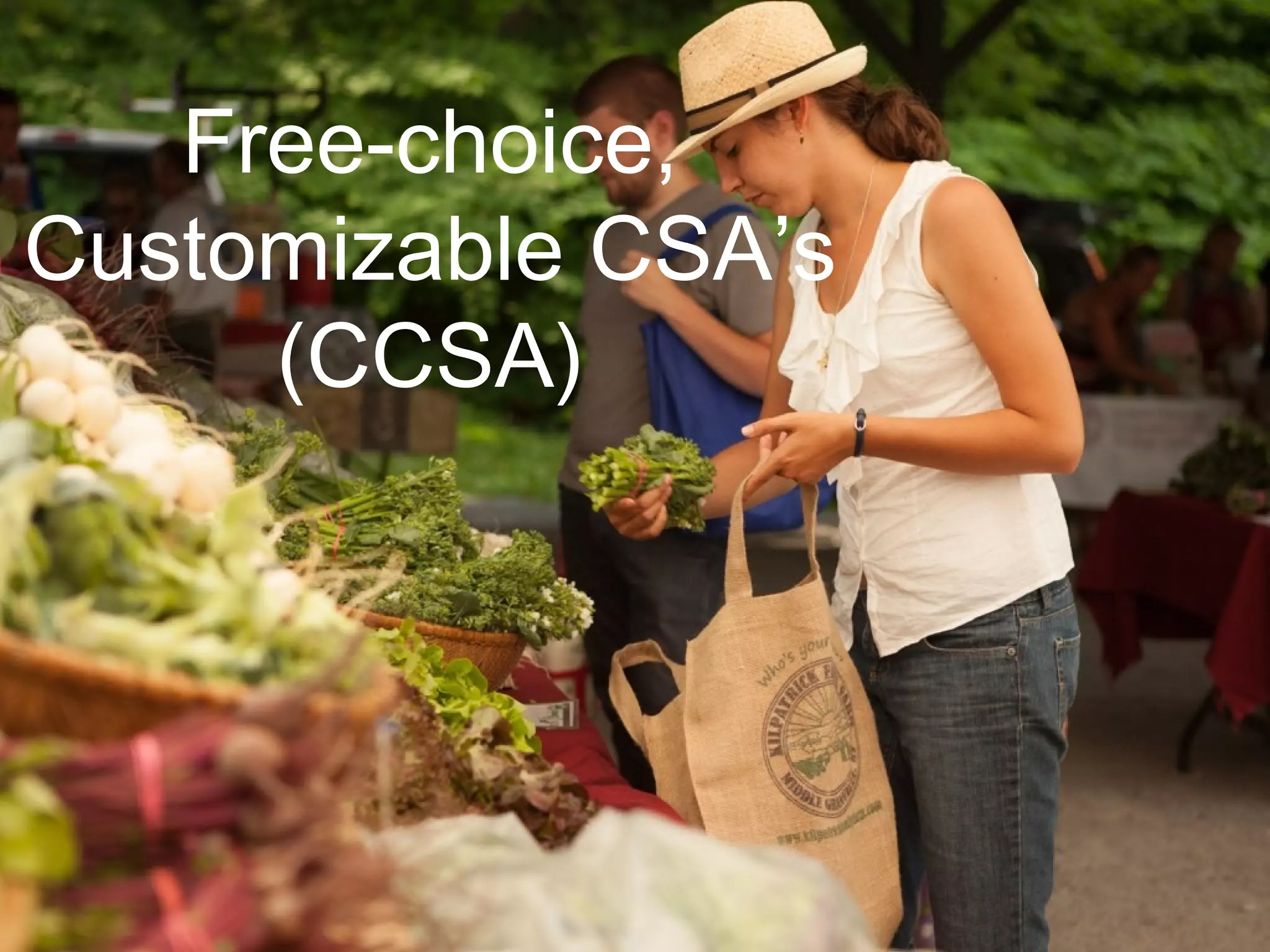 Free-choice,
Customizable CSA’s
(CCSA)

 