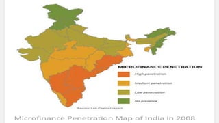  India has 597,608 villages, out of which 592,927 villages with
population below 10,000. 268454 villages with population above
2000 covered by PMJDY and other FI schemes.
 324473 of these villages were still out of the financial landscape.
 