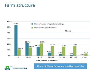 Farm structure
75% of African farms are smaller than 2 ha
 