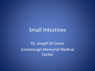Small Intestines
Dr. Joseph Di Como
Conemaugh Memorial Medical
Center
 