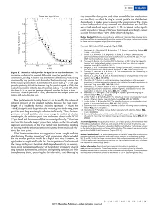 True particle sizes in the ring, however, are skewed by the enhanced
infrared emission of the smallest particles. Because ...