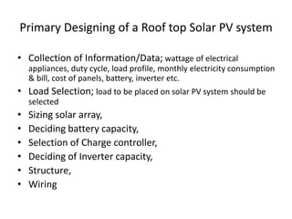 Small residential stand alone roof top solar pv | PPTX